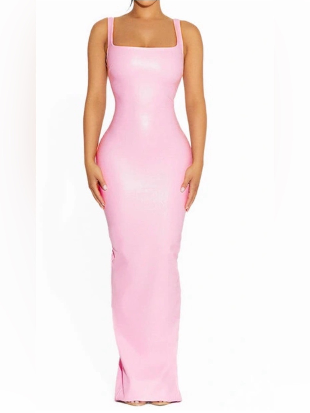 Naked Wardrobe Pink Faux Leather Tank Maxi Dress M New SOLD OUT
